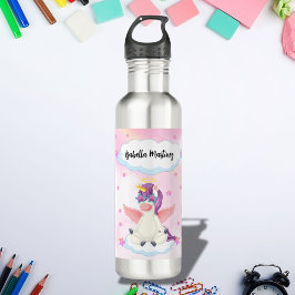 Botella De Agua Personalized Cute Unicorn with Pink Stars