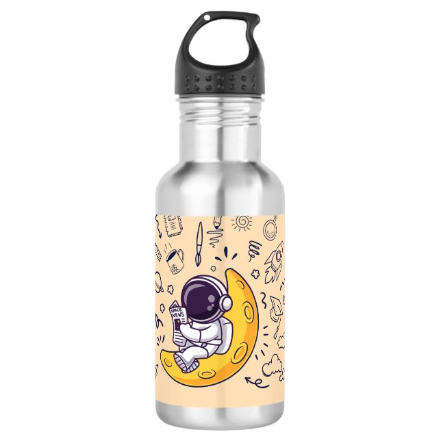 Botella De Agua Personalized Doodle Space Planets Back to School (Anverso)