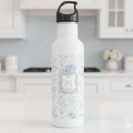 Botella De Agua Personalized Floral Monogram Water Bottle