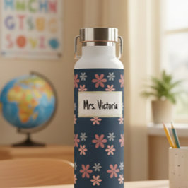 Botella De Agua Personalized Floral Mrs. Victoria Insulated Water 
