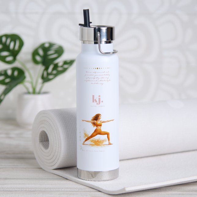 Botella De Agua Personalized Illustrated Leo Zodiac Quote (Yoga (girado))