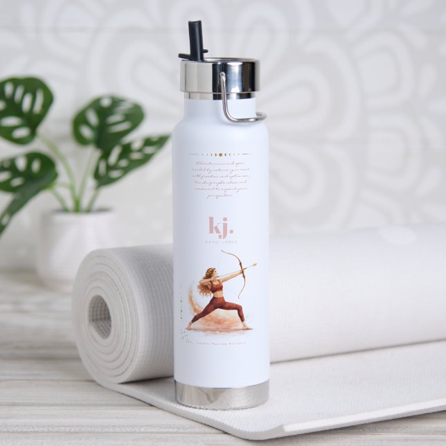 Botella De Agua Personalized Illustrated Sagittarius Zodiac Quote (Yoga (girado))