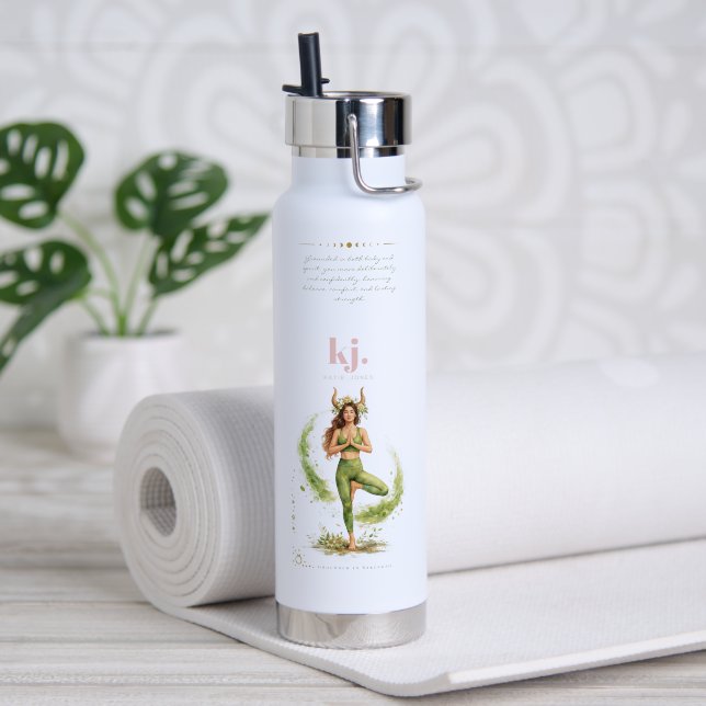 Botella De Agua Personalized Illustrated Taurus Zodiac Quote (Yoga (girado))