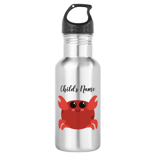 Botella De Agua Personalized Kids Name Crab Cartoon  (Anverso)
