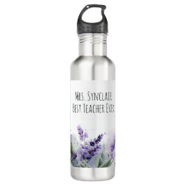 Botella De Agua Personalized Lavender Flowers Teacher Appreciation