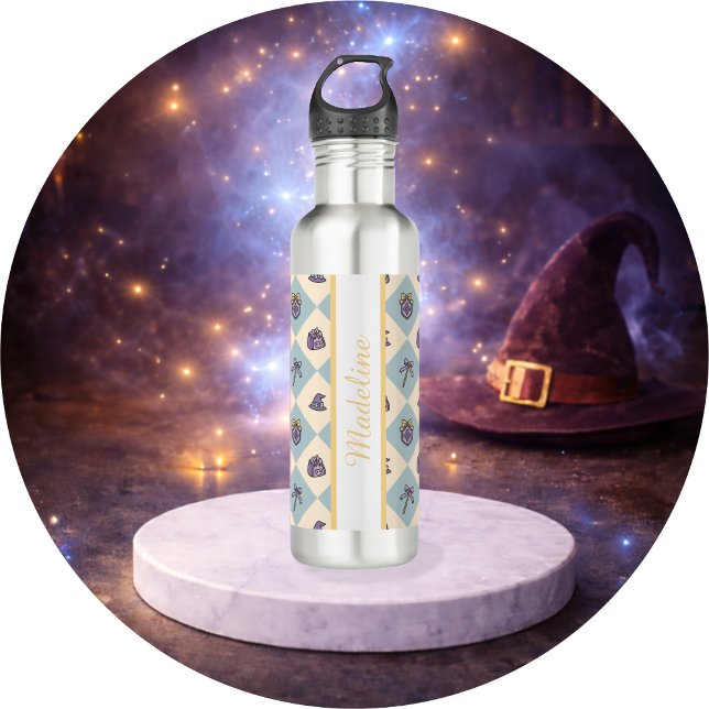 Botella De Agua Personalized Magical Book Academy Wizard Blue (Subido por el creador)