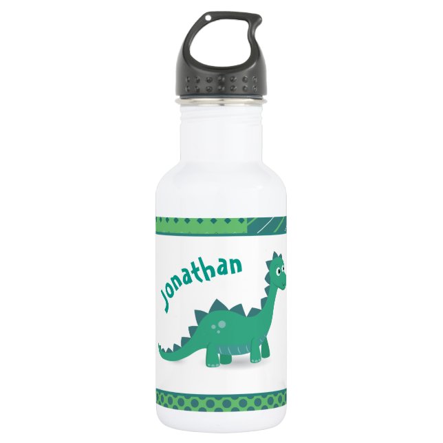 Botella De Agua Personalized name grenn dinosaur water bottle (Anverso)
