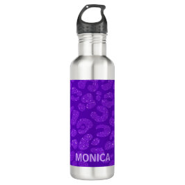 Botella De Agua Personalized Name Modern Stylish Purple Glitter