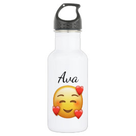 Botella De Agua Personalized Name Water Bottle with Hearts Emoji