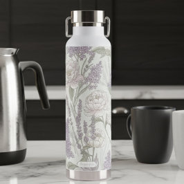 Botella De Agua Personalized Pastel Peony Lavender 