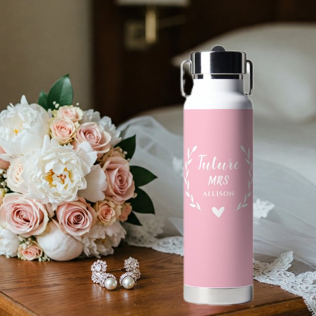 Botella De Agua Personalized Pink Water Bottle, Custom Mrs. Design (Subido por el creador)