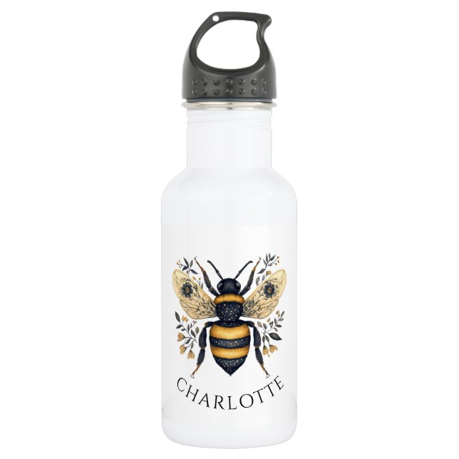 Botella De Agua Personalized Queen Bee Floral (Anverso)