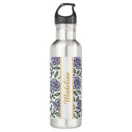 Botella De Agua Personalized Rose Girly Cute Garden Purple Vines