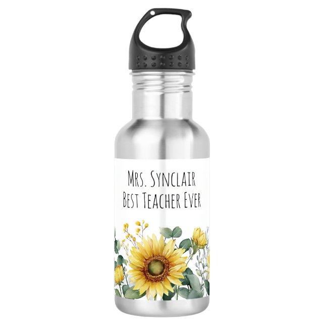 Botella De Agua Personalized Sunflower Flower Teacher Appreciation (Anverso)