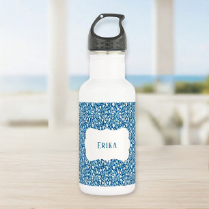 Botella De Agua Personalized Water Bottle for Kids - Blue & White