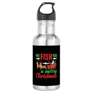 Botella De Agua Pesca de Navidad Feliz Pez Te
