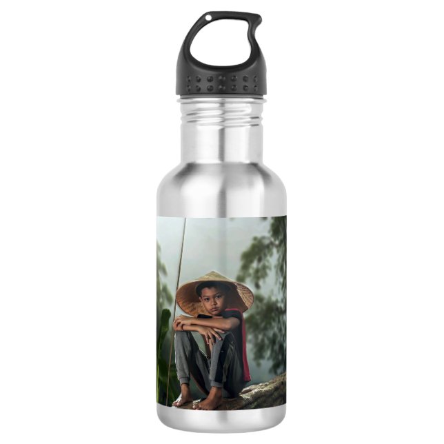 Botella De Agua Pesca de niños asiáticos (Anverso)