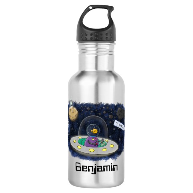 Botella De Agua Pescado alegre lindo del ilustracion del personali (Anverso)