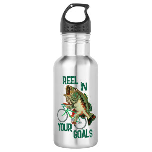 Botella De Agua Pescado En Bicicleta Verde Motivacional