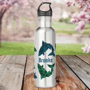 Botella De Agua Pescado Verde Y Pescado Azul Personalizados