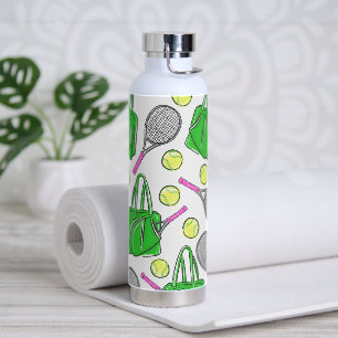 Botella De Agua Pescador de bolas de bolas de racquet verde rosa