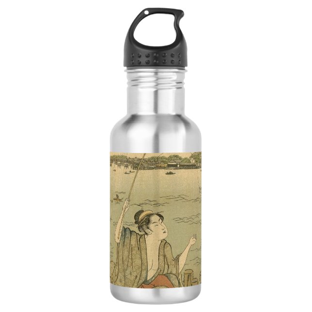 Botella De Agua Pescadores de madera de la pesca japonesa (Anverso)