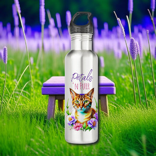 Botella De Agua Pétalos y flores de gato y Bonito puros