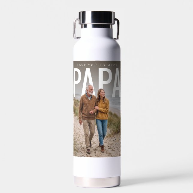 Botella De Agua PhotoPop Te Amo Mucho Papá (Delantero)