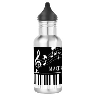 Botella De Agua Piano Music Notes Script Name Black White Staines
