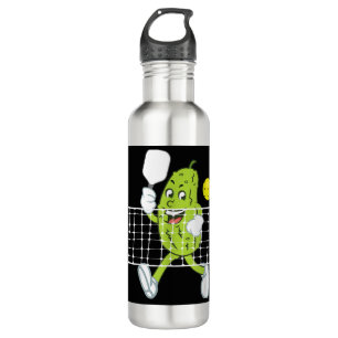 Botella De Agua Pickle Jugando Pickleball - Divertido Paddle