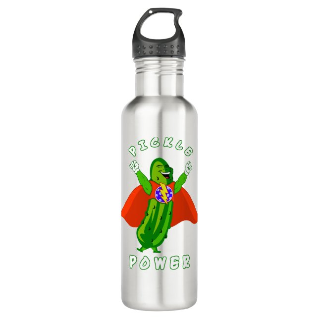 Botella De Agua Pickleball Pickle Power Super Hero (Anverso)