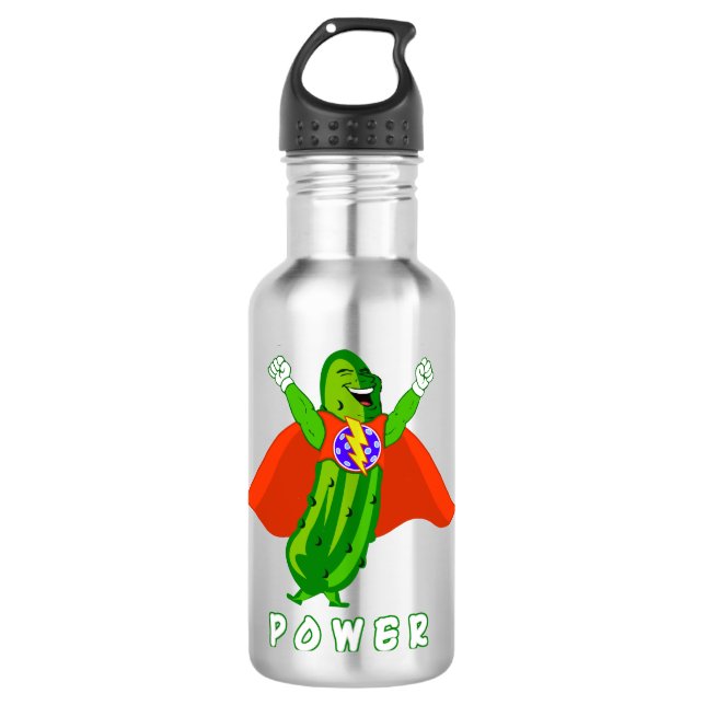 Botella De Agua Pickleball Pickle Power Super Hero (Anverso)