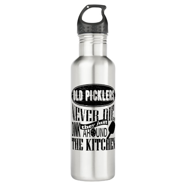 Botella De Agua Picklers viejo nunca muere regalo de Pickleball (Anverso)