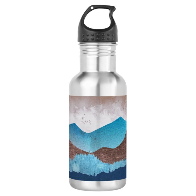 Botella De Agua Picos de montaña azul (Anverso)