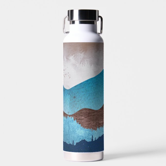 Botella De Agua Picos de montaña azul (Delantero)