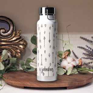 Botella De Agua Pies de flechas del Boho Pastel Añadir nombre