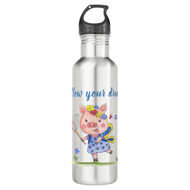 Botella De Agua Piglet//Follow caprichoso sus sueños (Anverso)