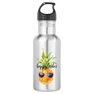 Botella De Agua Piña feliz de las gafas de sol
