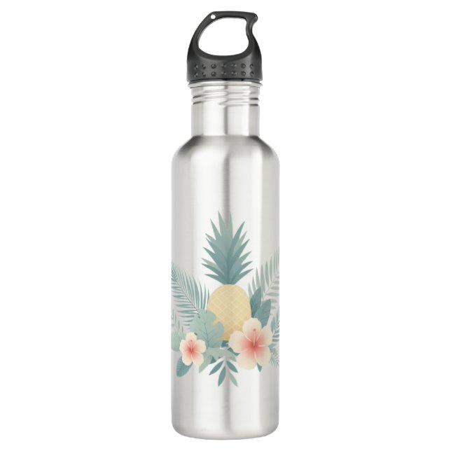 Botella De Agua Piña floral y Hawaiana (Anverso)