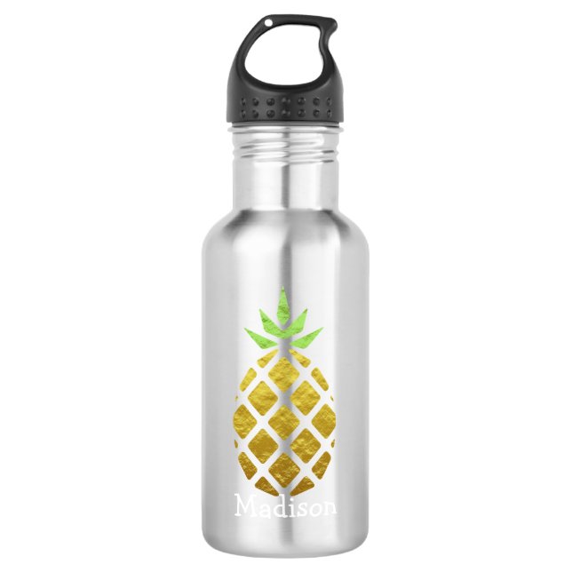 Botella De Agua Piña Tropical Con Su Nombre (Anverso)