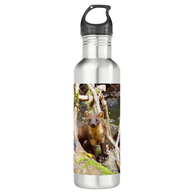 Botella De Agua Pine Marten en Log (Anverso)