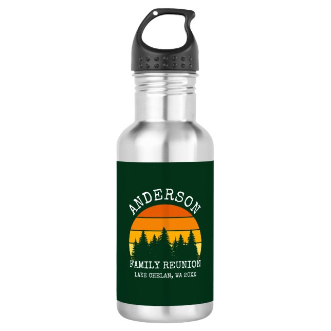 Botella De Agua Pine Trees de Reunión Familiar Verde Abierto (Anverso)