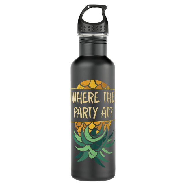Botella De Agua  Pineapple Al revés Donde El Fiesta Funny Swinger  (Anverso)
