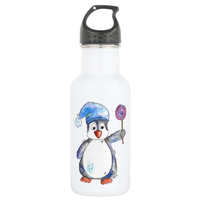 Botella De Agua Pingüino caprichoso y chiflado (Anverso)