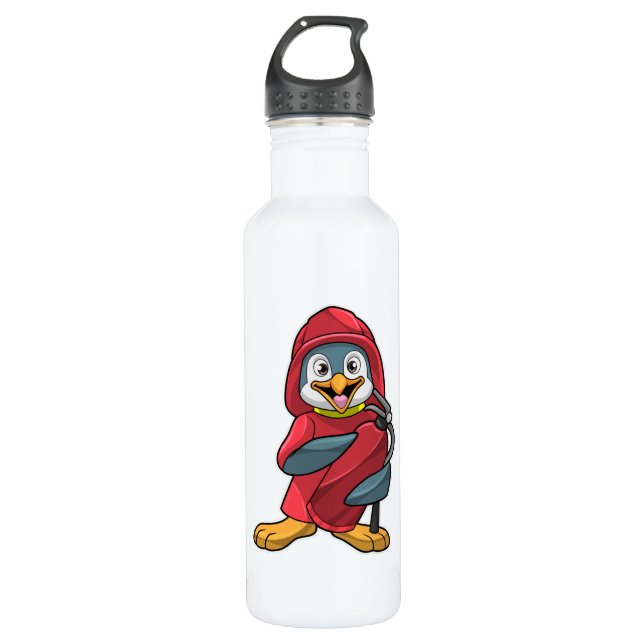 Botella De Agua Pingüino como bombero con extintor (Anverso)