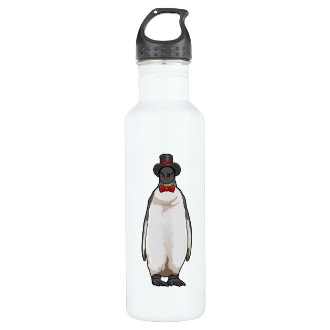 Botella De Agua Pingüino como Caballero con Gorra (Anverso)