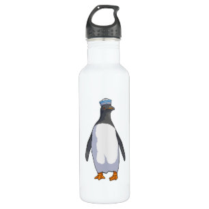 Botella De Agua Pingüino como marinero con Gorra