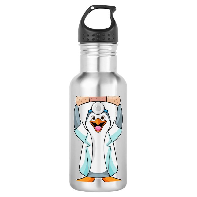 Botella De Agua Pingüino como Médica con yeso (Anverso)