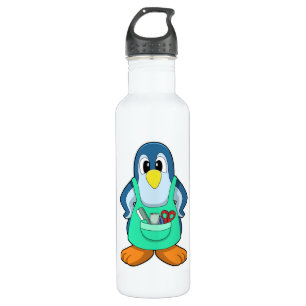 Botella De Agua Pingüino como peluquero con tijeras y Razor
