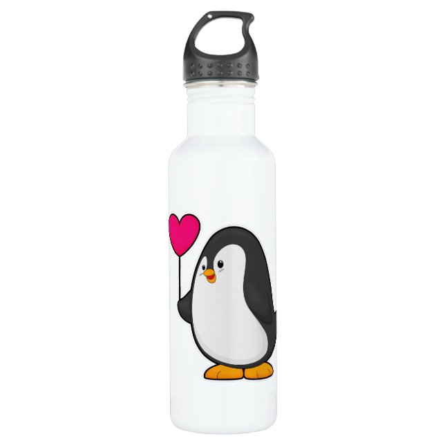 Botella De Agua Pingüino con globo cardíaco (Anverso)